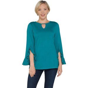 Women's Keyhole Neck Knit Top w/ Split Sleeves